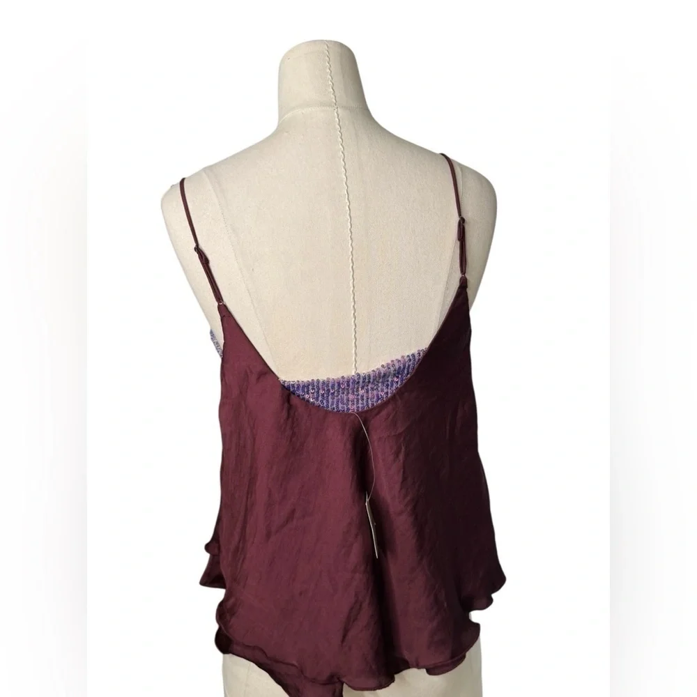 NWT - Free People Intimately Turn It On Sequin Camisole Vetiver Bloom - Size S